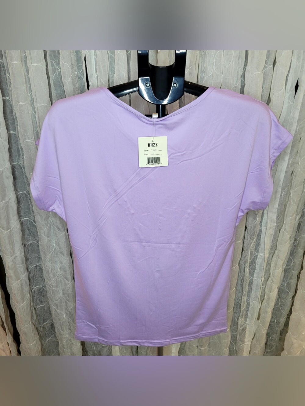 Buzz Lavender Purple Butterfly Rhinestone Pearl Graphic Tee Shirt Stretchy L - Picture 2 of 4